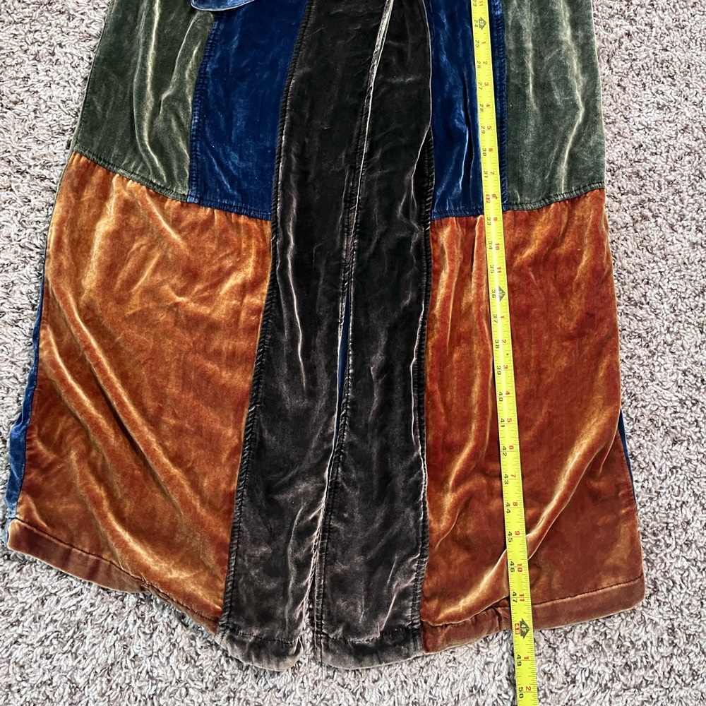 Vintage Citron Silk Patchwork Maxi Coat Velvet Pa… - image 7